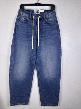 KBB by Kahlana Women's Barrel Blue Medium Wash Drawstring Jeans 2